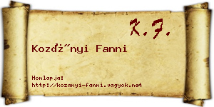 Kozányi Fanni névjegykártya