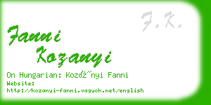 fanni kozanyi business card